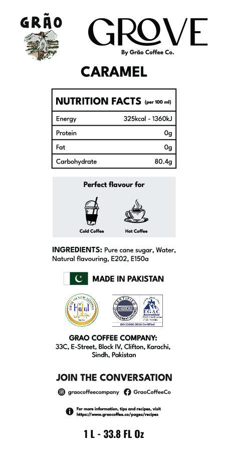 Caramel Syrup Grao Coffee Company 