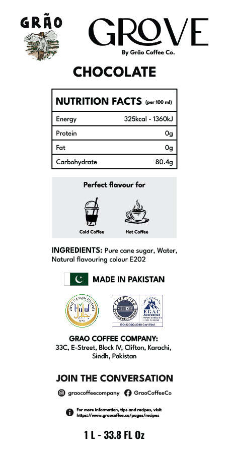 Chocolate Syrup Grao Coffee Company 