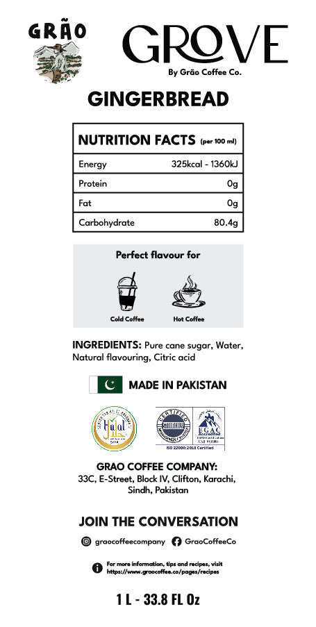 Gingerbread  Syrup Grao Coffee Company 
