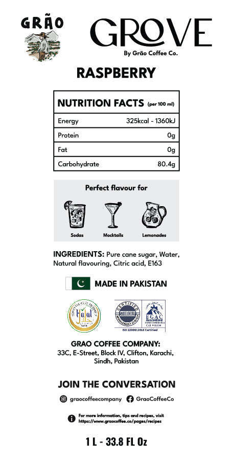 Raspberry syrup Grao Coffee Company 