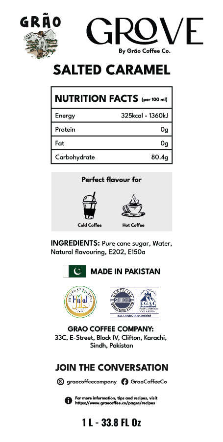 Salted Caramel Syrup Grao Coffee Company 