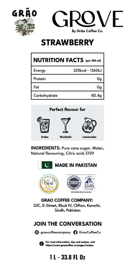 Strawberry Syrup Grao Coffee Company 